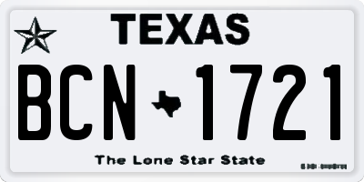 TX license plate BCN1721