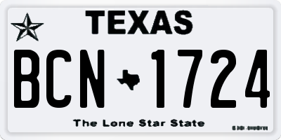 TX license plate BCN1724