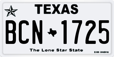TX license plate BCN1725