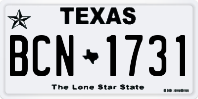 TX license plate BCN1731