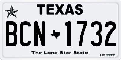 TX license plate BCN1732
