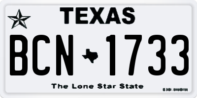 TX license plate BCN1733