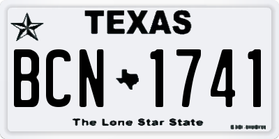 TX license plate BCN1741