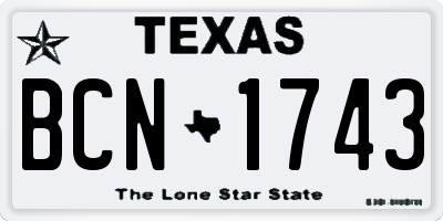 TX license plate BCN1743