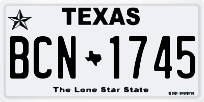 TX license plate BCN1745