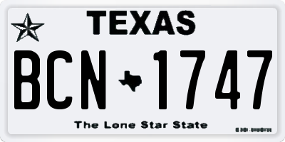 TX license plate BCN1747