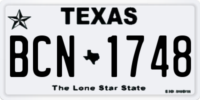 TX license plate BCN1748
