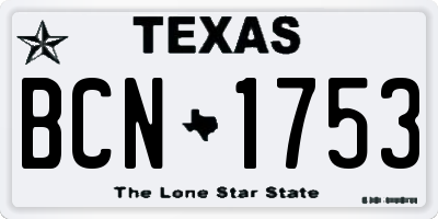 TX license plate BCN1753