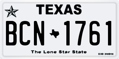 TX license plate BCN1761