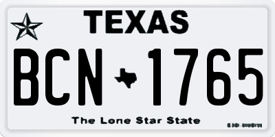 TX license plate BCN1765