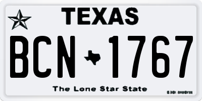 TX license plate BCN1767