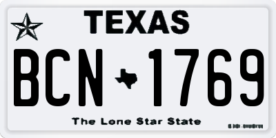 TX license plate BCN1769