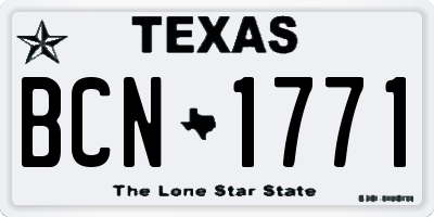 TX license plate BCN1771