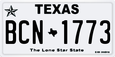 TX license plate BCN1773