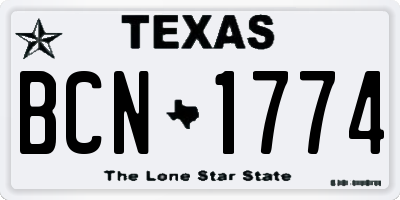 TX license plate BCN1774