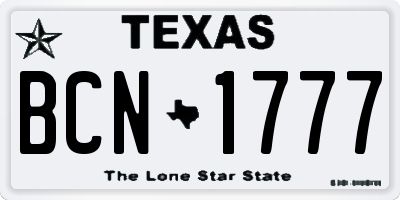 TX license plate BCN1777