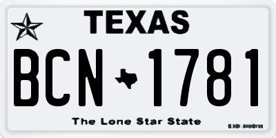TX license plate BCN1781