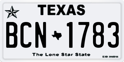TX license plate BCN1783
