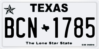 TX license plate BCN1785