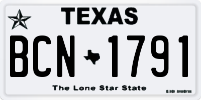 TX license plate BCN1791