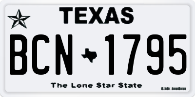 TX license plate BCN1795