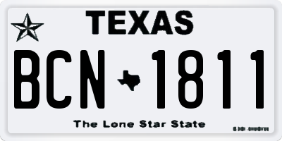 TX license plate BCN1811