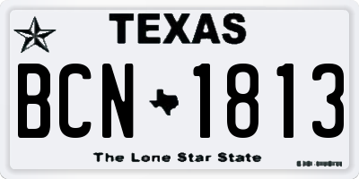 TX license plate BCN1813
