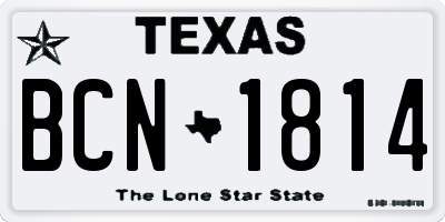 TX license plate BCN1814