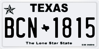 TX license plate BCN1815