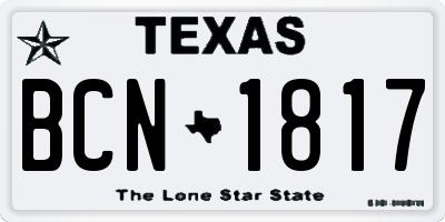 TX license plate BCN1817