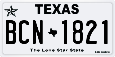 TX license plate BCN1821