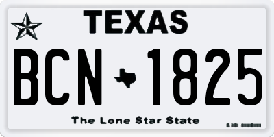 TX license plate BCN1825