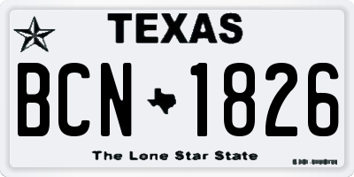 TX license plate BCN1826