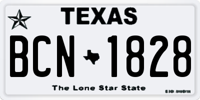 TX license plate BCN1828