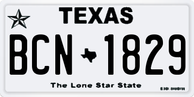 TX license plate BCN1829