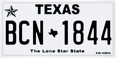 TX license plate BCN1844