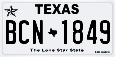 TX license plate BCN1849