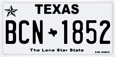 TX license plate BCN1852