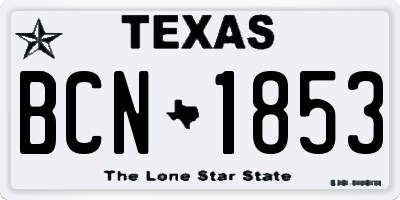 TX license plate BCN1853