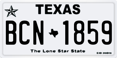 TX license plate BCN1859