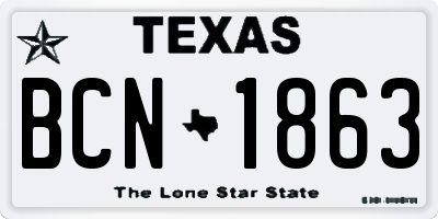 TX license plate BCN1863