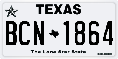 TX license plate BCN1864