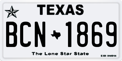 TX license plate BCN1869