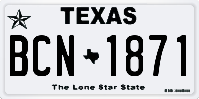 TX license plate BCN1871