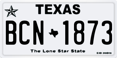 TX license plate BCN1873