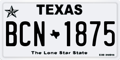 TX license plate BCN1875