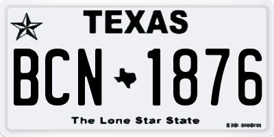 TX license plate BCN1876