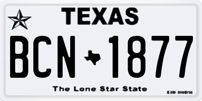 TX license plate BCN1877