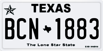 TX license plate BCN1883