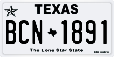 TX license plate BCN1891